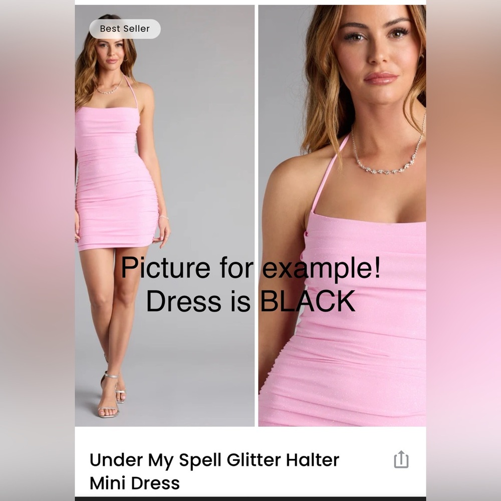 Windsor Black Sparkle Halter Mini Dress
